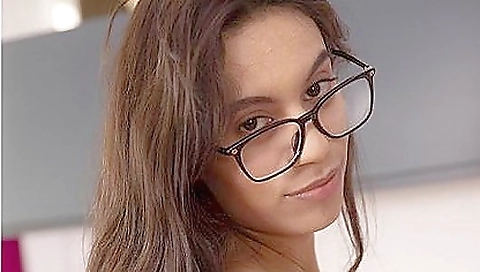 Sexy brunette babe masturbates with her dildo